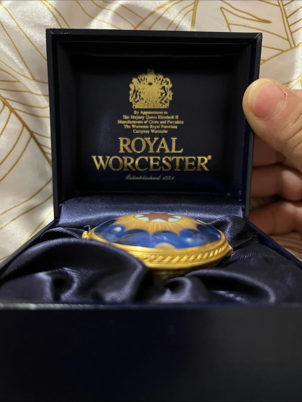 Royal Worcester Blue and Gold Decorative Compact Box